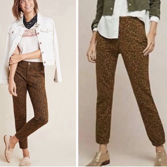 Sanctuary X Anthropologie Leopard Jogger Pants NEW - Picture 1 of 9